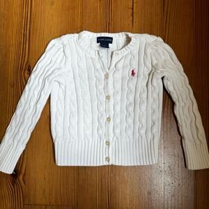 Ralph Lauren white cable knit cardigan sweater SIZE 4